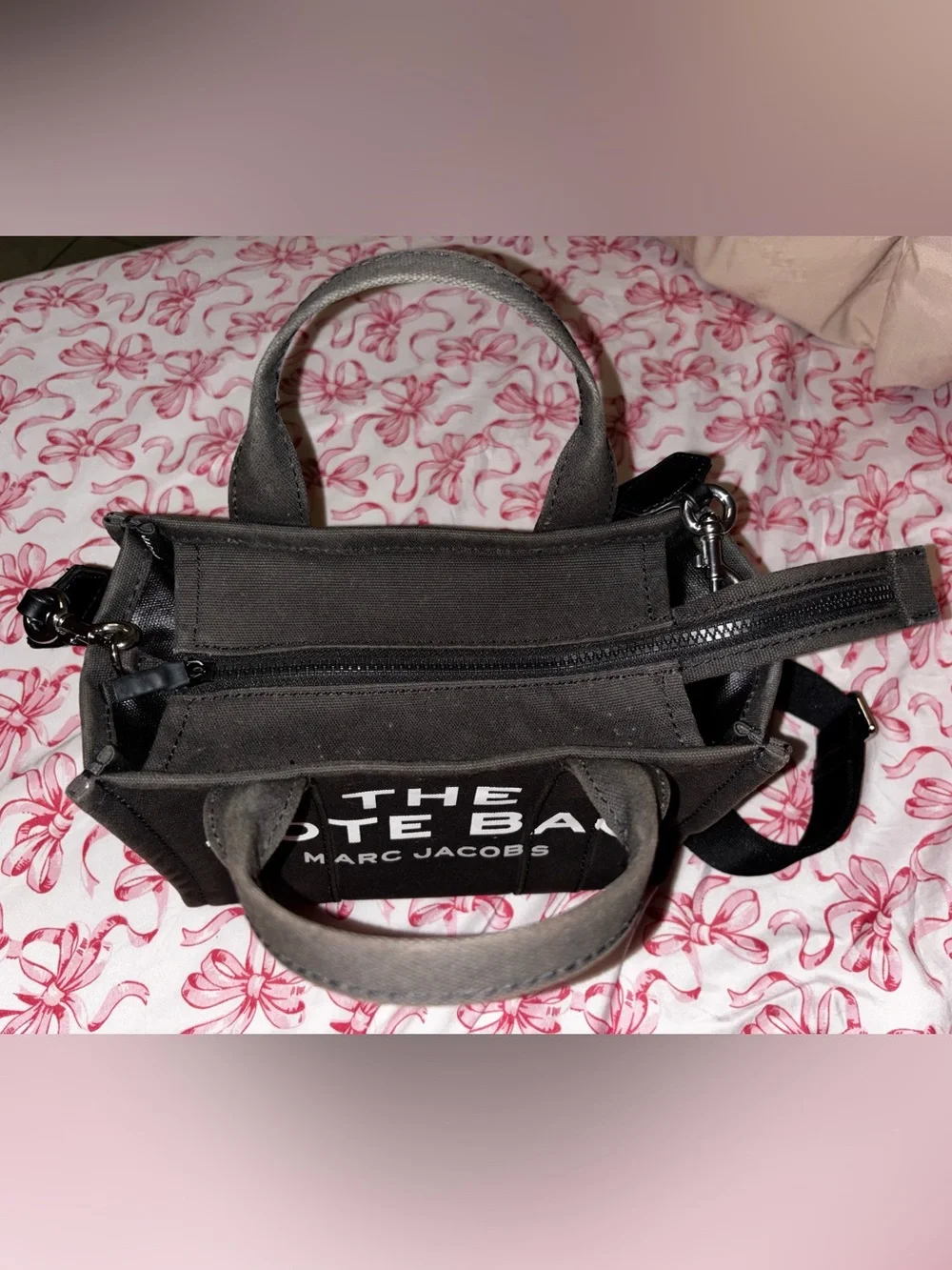 Marc Jacobs Black Canvas Tote with White Logo